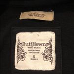 Ruff Hewn  Black Trench Coat Hoodie Belted Pocket Long Sleeve 3 Buttons Front Photo 10