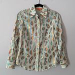 Vilagallo White Animal Print Metallic Colorful Button Down Shirt Women's size 36 Photo 1