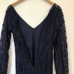 Guess  Floral Mix Lace Dress Solid Navy Blue Long Sleeve Mini Party Bodycon 0 Photo 12