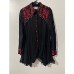 Vintage Collections western boho embroidered crochet floral lace sheer tunic / d Red Size XL Photo 1