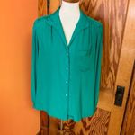 Vtg 80s green dressy blouse Size 14 Photo 4