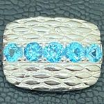 Sterling Silver Vintage  925 Signed Blue Topaz Slider Pendant 4.7g Photo 4