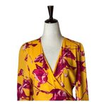Color Me Courtney Dress Womens Small Yellow Red Floral Print Eleanor Wrap Midi Photo 4