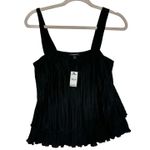 EXPRESS Black Pleated Layered Square Neck Tank Top Size Small NWT Photo 1