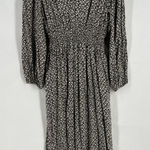 Gap Maxi Dress Womens Large Brown Floral Smocked Waist Ruffle Puff Sleeve V-Neck Photo 0