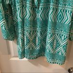 Everly  Green/Teal Print Scoop Neck 3/4 Sleeve Blouse M Photo 6