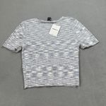 Forever 21 NWT Womens Short Sleeve Sweater Top S Grey Multi Ribbed Knit Cardigan Photo 1