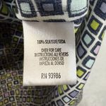 August Max Woman 12W 100% Silk Retro Print Buttoned Top Funky 70s Luxury Costume Blue Size 12 Photo 7