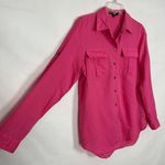 Chaus Sport Womens Shirt Small Linen Cotton Bold Beachy Lagenlook Coastal Dressy Pink Photo 4