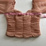 Akira  Sheer Mesh Puff Sleeve Corset Top Blush Pink Size S Photo 3