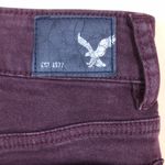 American Eagle  Women’s Hi-Rise Shortie Burgundy Purple Rolled Hem Denim Shorts Photo 4