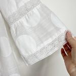 Chico's Chico’s White Textured Dot Lace Trim Blouse Boho Cottagecore Size 4 Photo 4