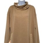Anthropologie Oversized Cowl Neck Long Tunic Dress Sweatshirt Top Pullover Loose Tan Umgee Photo 3