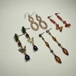 Rhinestone Dangle Drop Pierced Earrings Lot Of 4 Mix Some Bead Beaded Photo 11