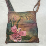 Anuschka Vintage  Artistic Floral Handmade Leather Crossbody Bag Photo 0