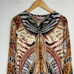 Peter Nygard Animal Print Abstract Tunic Top Sz Large Half Zip Blouse Photo 2