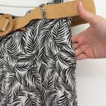 Tahari Wide Leg Linen Pants Black White Palm Leaf Print Belted Size Large NWT Photo 2