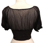 Free People  Puff Sleeve Semi Sheer Heartstrings Blouse Photo 6