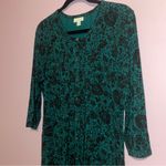 J Jill Jersey Knit Midi Dress Women Size XS Dark Floral Whimsigoth Casual Office Green Photo 1