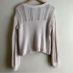 American Eagle • Crochet Knit Sweater in Natural, Balloon Sleeves, Size XS Tan Photo 9