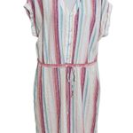 Time and Tru Striped Multicolor Linen Dress Size Large 12 Photo 0