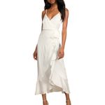 Lulus White Captivated Beauty Satin Ruffle Dress Bridal Wedding size S NEW Tags Photo 2