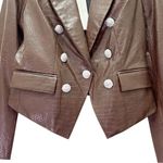 Veronica Beard NWT Cooke Dickey Jacket Brown Croc Embossed Vegan Leather Size 8 Photo 5