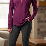 Nike Women's Dri-FIT Berry Pink 1/4 Zip Long Sleeve Tee S Photo 0
