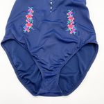 Time and Tru Womens Swimsuit Size XLarge One Piece Embroidered Floral Beach Boho Blue Photo 5