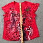 Disney Villains Beware Short Sleeve Graphic Tee Shirt Women's XL Red Cruella Photo 5