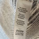 Chico's Chico’s Size 1 Gray White Striped CozySoft Blissful Knit Open Vest Medium Photo 3