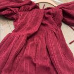 Lulus Only You and I Burgundy Long Sleeve Tie-Back Mini Skater Dress Photo 3