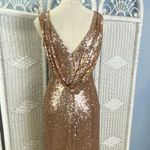 Christina Wu Celebration Rose Gold Sequin Gown Sleeveless Cowl Back Dress 12 Photo 3