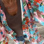 Vintage Authentic Japanese kimono pink aqua bright beautiful OS handmade Blue Size undefined Photo 5