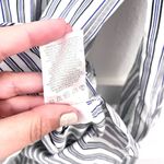 Tibi Liam Blue Stripe V-Neck Long Sleeve Shirt with Tie Sz 2 Photo 4