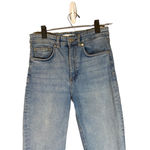 ZARA  Blue Raw Hem Denim Straight Leg Jeans Women Sz 8 Photo 1