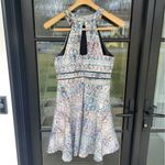 Parker Brady Dress Size Fit & Flare Cut Out Size Medium Multicolor High Neck Photo 3