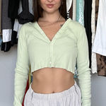 Brandy Melville Light Green Cropped Cardigan Photo 0