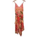 Farm Rio  Blooming Floral Crochet Embroidered Eyelet Pink Midi Dress Sz S Tiered Photo 3