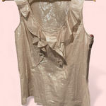 EXPRESS Cute pink blush shimmer ruffle collar sleeveless scoop neck flowy top Photo 0