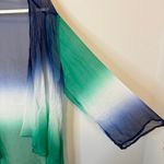 Soft Surroundings  100% Silk Duster Kimono Cardigan One Size Ombre OS Green Boho Photo 3