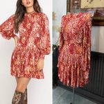 Free People  Heartbeats Floral Boho Long Sleeve Jersey Mini Dress - Sz S 💛🎀 Photo 1