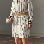 Free People #5 NWT Off Duty Set in Ivory Stripe Combo Photo 0