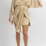 Mable Simone Mini Dress Taupe Linen Blend Neutral Size Medium Women's NWT Tan Photo 0