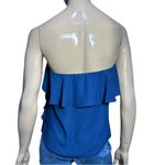 Amanda Uprichard  Women’s Size S Blue Strapless Ruffle Front Side Top Blouse Photo 4