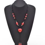 Bohemian Style Rust Color Heart Beads Ceramic‎ Adjustable Retro Design Necklace Black Photo 0