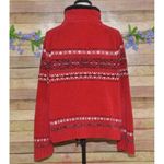 Carolyn Taylor Ladies Red Full Zip Faux Fur Fair Isle Sweater Cardigan Size XL Photo 9