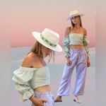 Mami Swimwear RTW Pasiflora 100% Linen Pleated Wide Leg Trousers in Lavender Purple Size M Photo 1