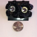Black Floral Rhinestone Retro Boho Earrings Photo 2