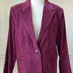 NWT QVC Denim & Co Merlot Burgundy Corduroy Blazer L Red Size L Photo 0